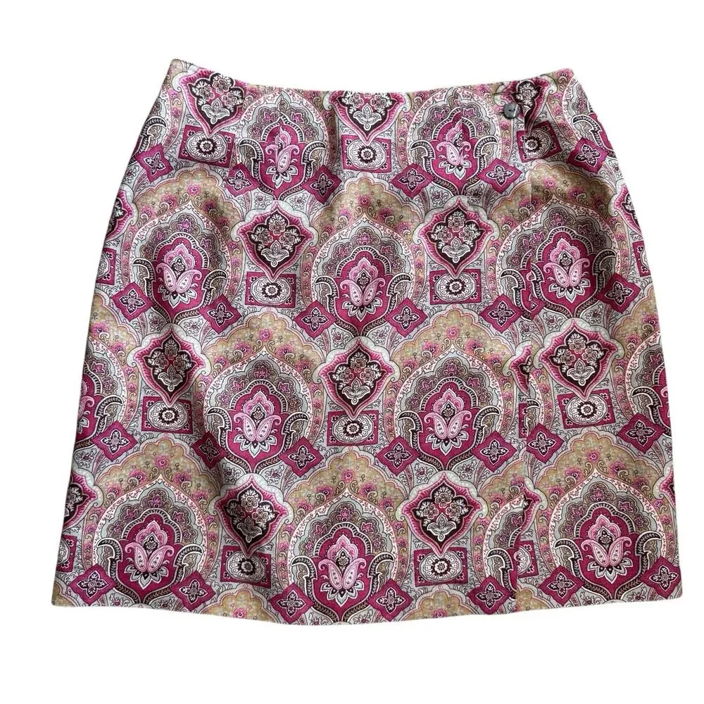 Charter Club Paisley Linen Wrap Skirt Size 12
